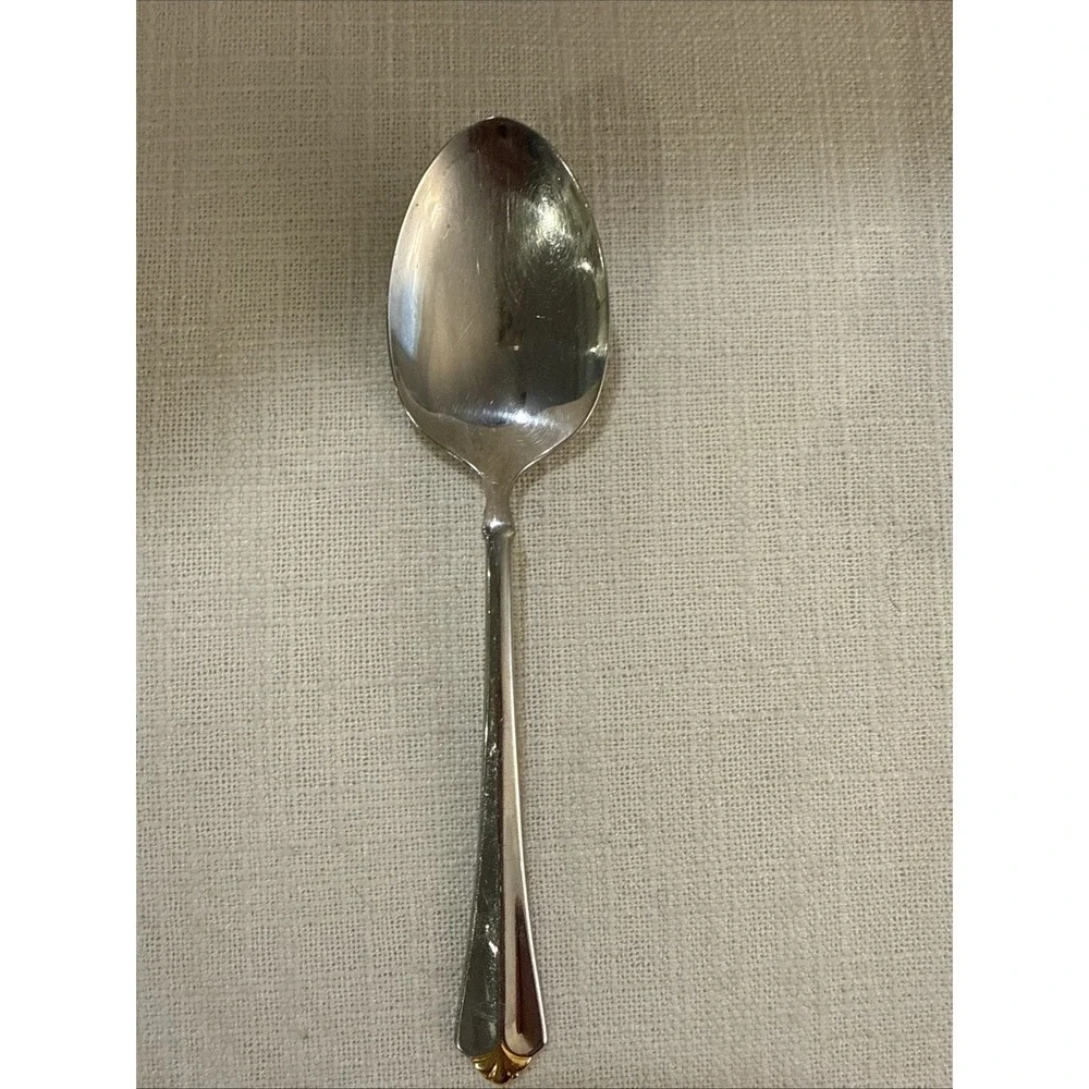 Oneida Golden Juilliard Cube Heirloom Stainless Flatware Gold Tip Soup Spoon
